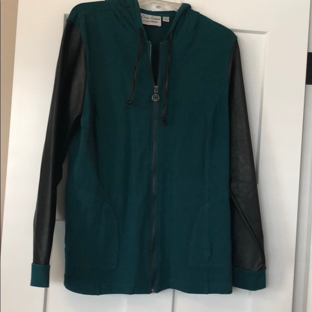 Zip front sweatshirt jacket with hood